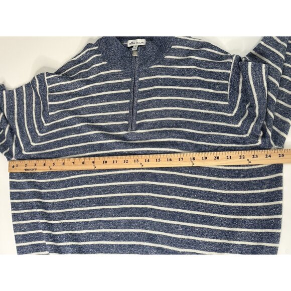 Peter Millar Wells ¼ Zip Merino Wool Linen Pullover Men’s XL Navy White Stripe - Picture 13 of 15